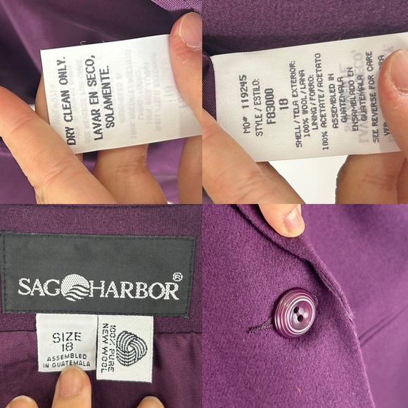 Vintage Dark Purple Sag Harbor Wool Blazer - Picture 8 of 8